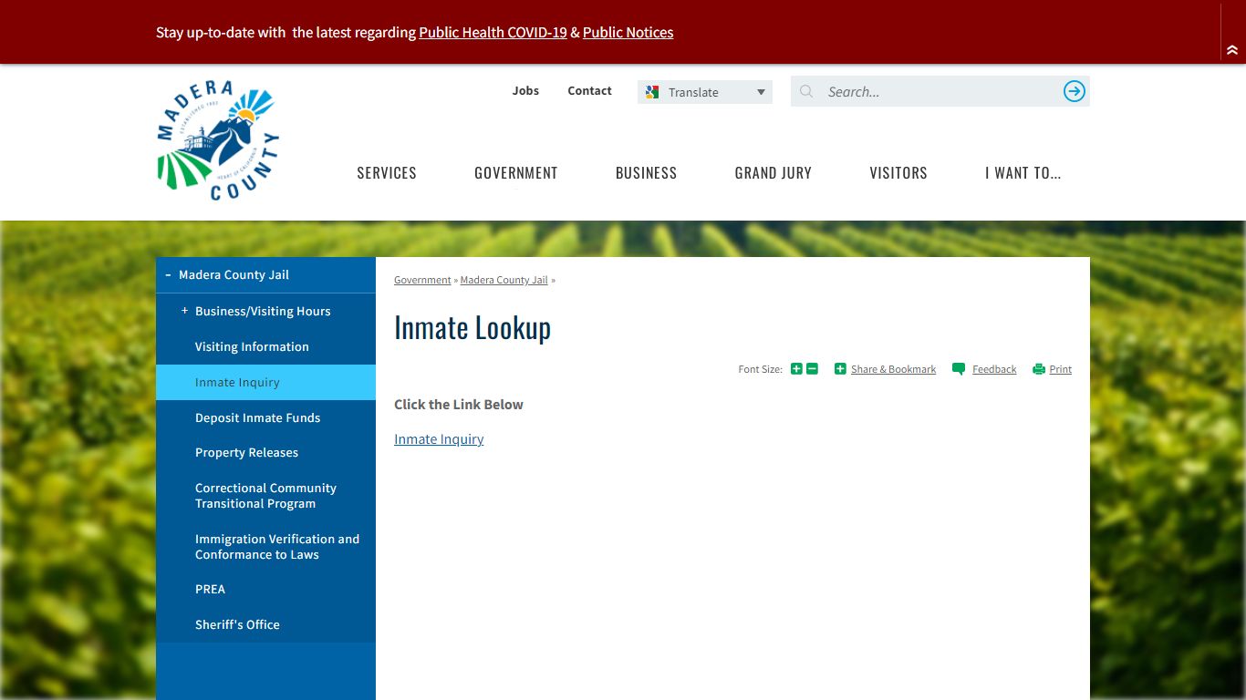 Inmate Lookup | Madera County