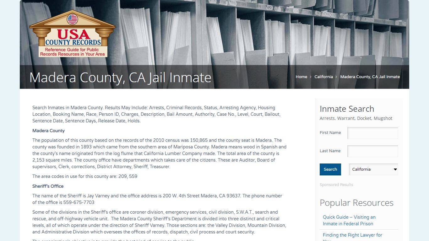 Madera County, CA Jail Inmate | Name Search